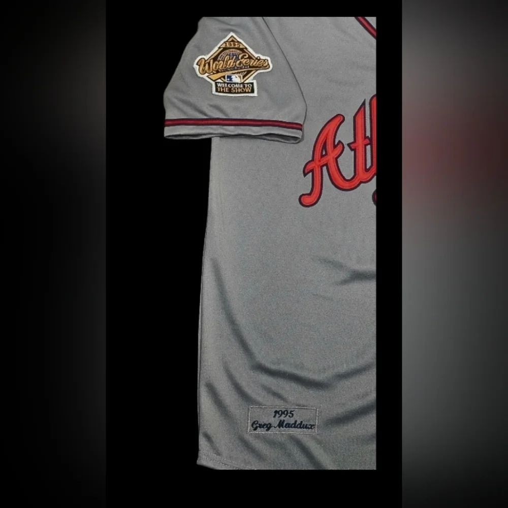 🆕️Greg Maddux Jersey Atlanta Braves 1995 World Series Throwback Gray Stitched🎁 - Picture 3 of 4